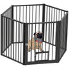 PawHut Dog Playpen, 30"H Pet Playpen, 6 Panels Puppy Exercise Pen Heavy Duty with Dog Gate & Cat Door, Indoor Outdoor Foldable Portable Dog Fence for Small & Medium Dogs