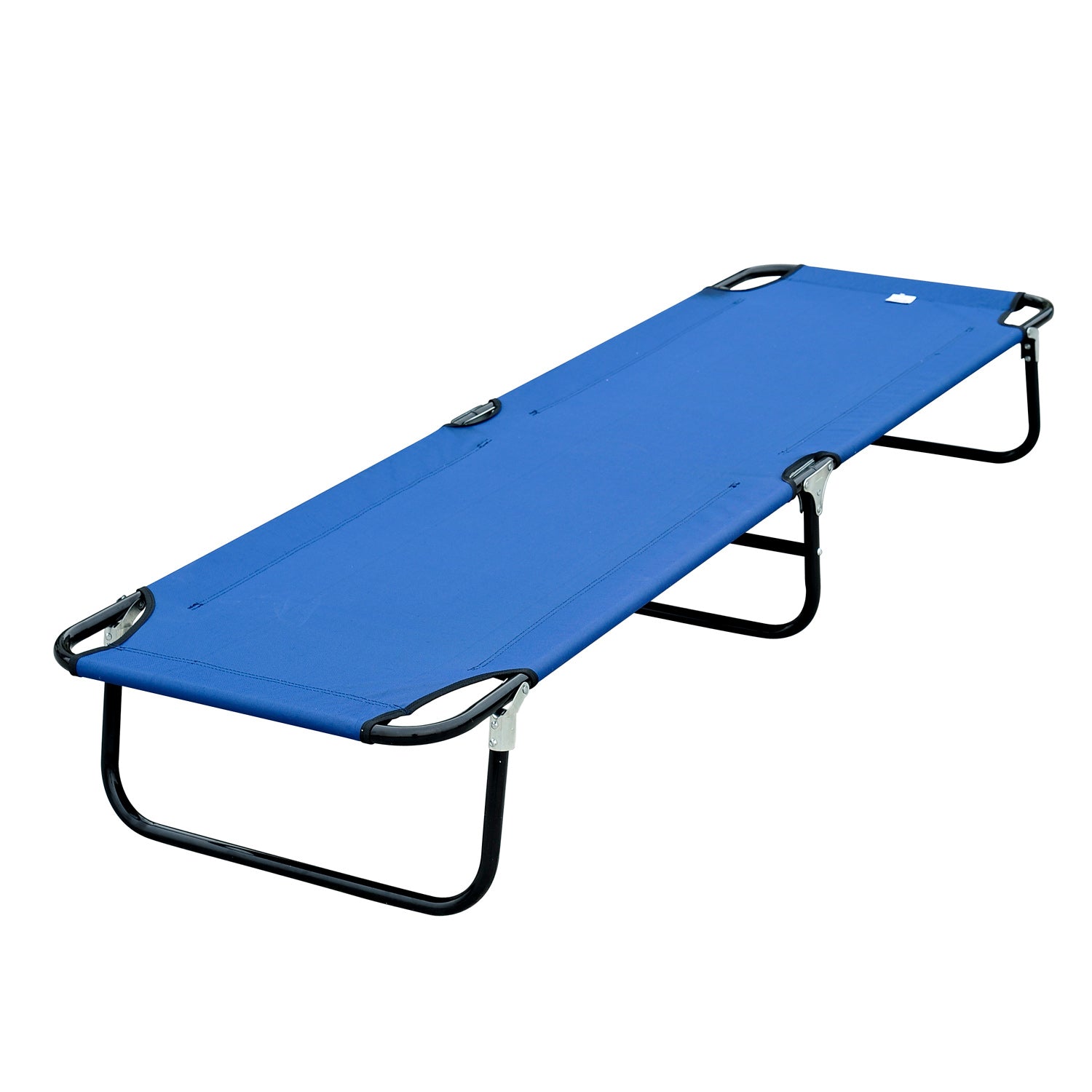 Outsunny Folding Camping Cot for Adults Portable Outdoor Sleeping Bed for Office Beach Home, Blue
