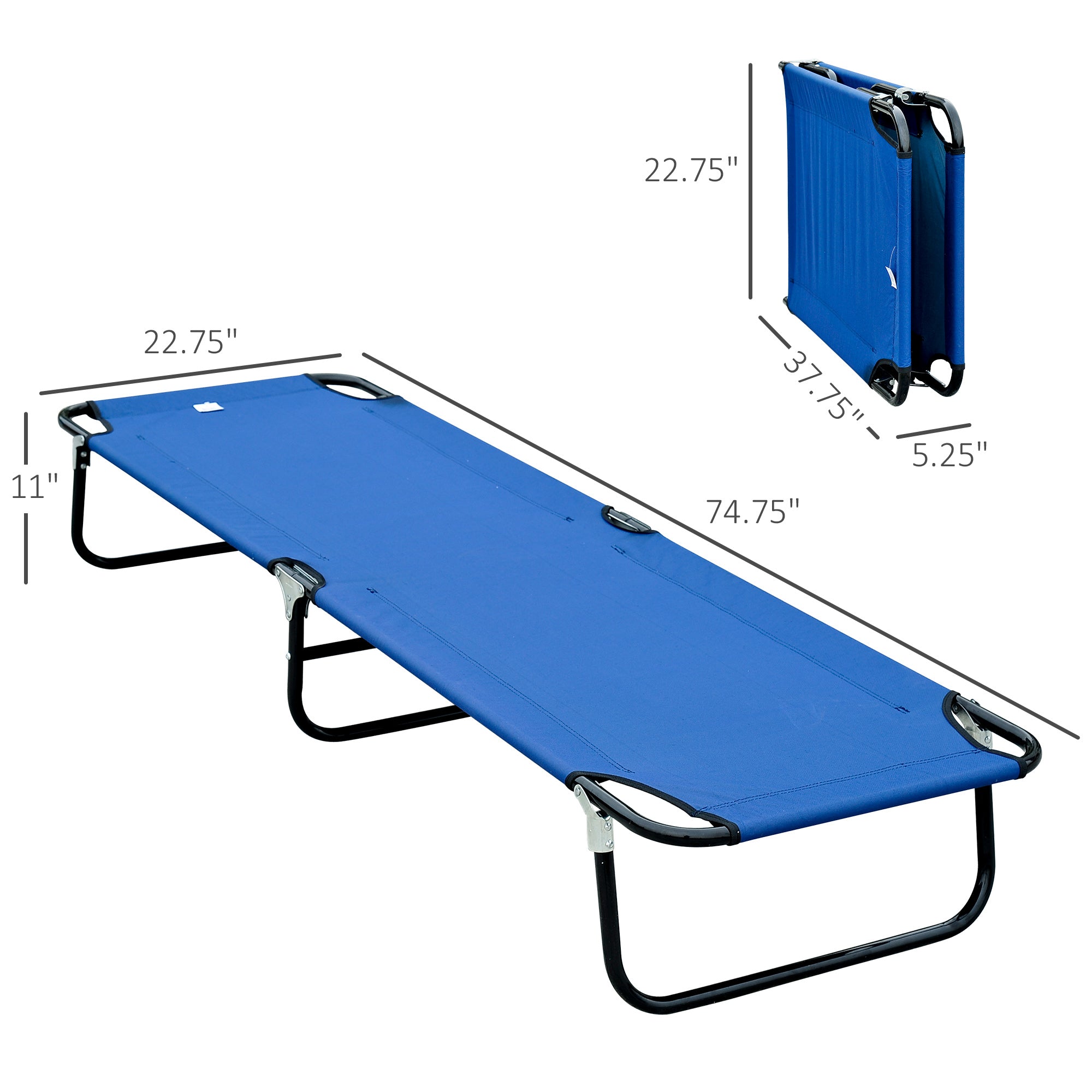 Outsunny Folding Camping Cot for Adults Portable Outdoor Sleeping Bed for Office Beach Home, Blue