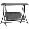 Outsunny 3 Person Porch Swing Outdoor Swing Chair with High Back Design, Side Pouches and Adjustable Canopy, Dark Grey