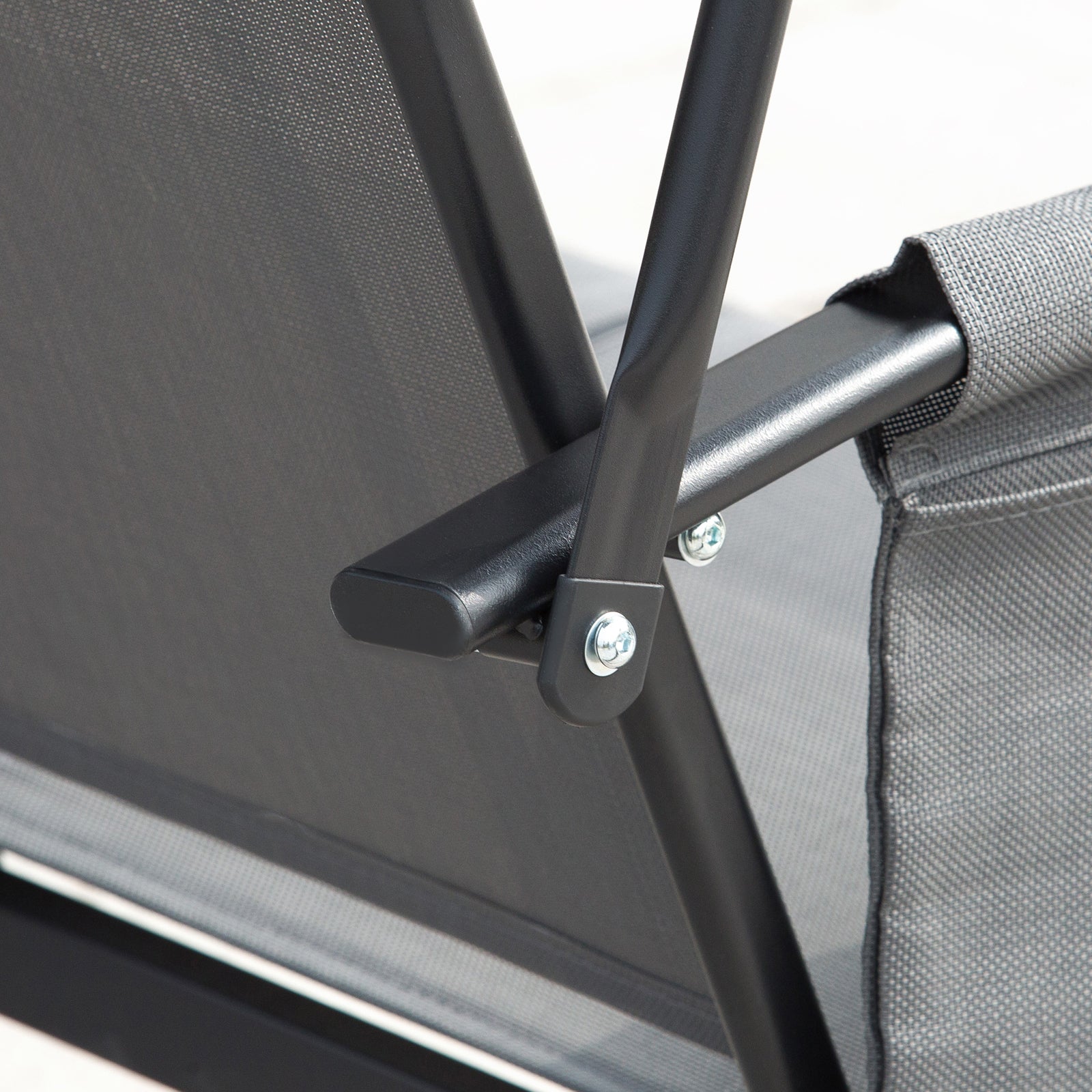 Outsunny 3 Person Porch Swing Outdoor Swing Chair with High Back Design, Side Pouches and Adjustable Canopy, Dark Grey