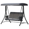 Outsunny 3 Person Porch Swing Outdoor Swing Chair with High Back Design, Side Pouches and Adjustable Canopy, Dark Grey
