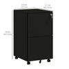 Vinsetto Vertical Steel Filing Cabinet on Wheels, 2-Drawer Lockable File Cabinet with Adjustable Hanging Bar for A4, Legal and Letter Size, Black