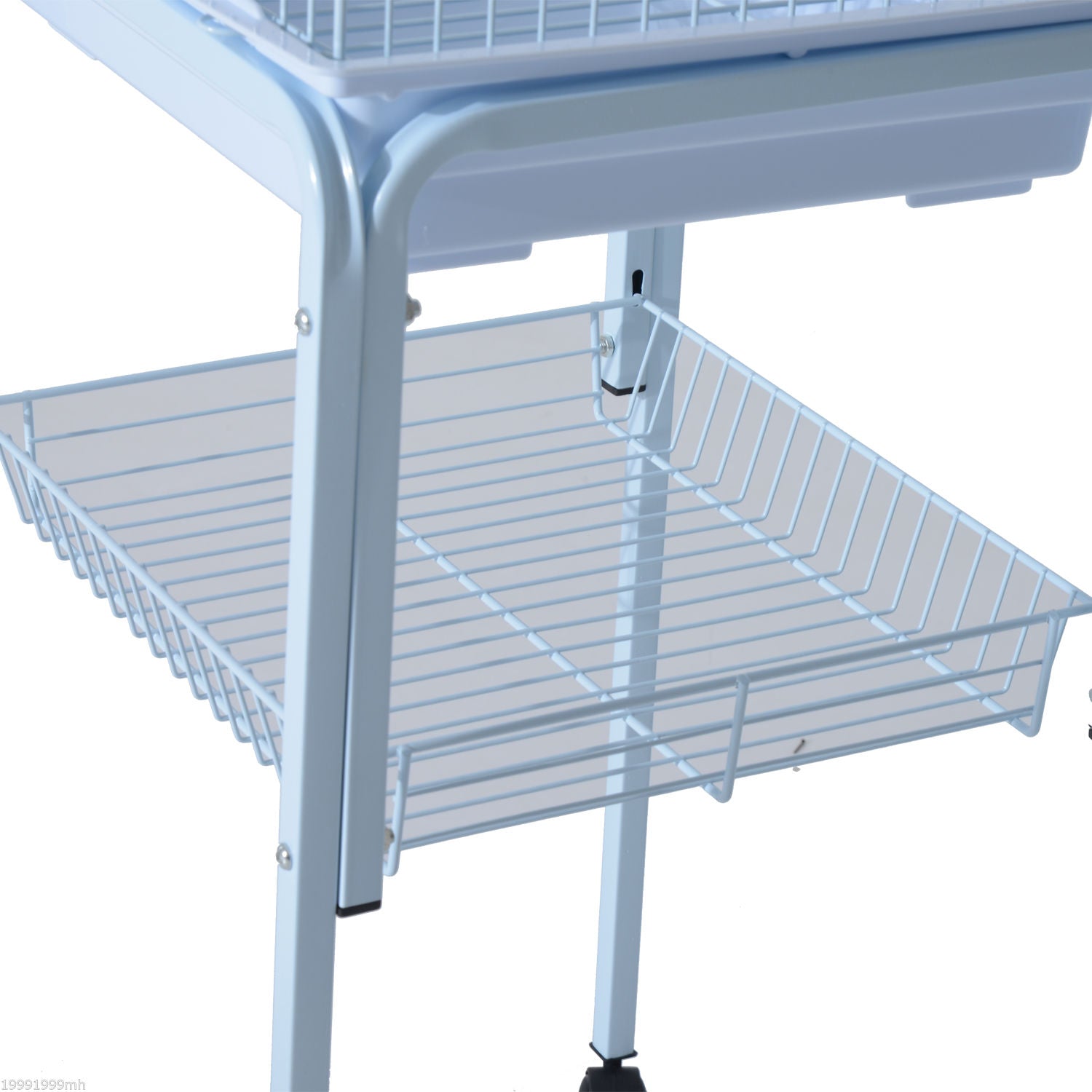 PawHut 44.5"H Metal Bird Cage Parrot Play Spot Stand w/ Wheel Storage Shelf Multi-doors Black