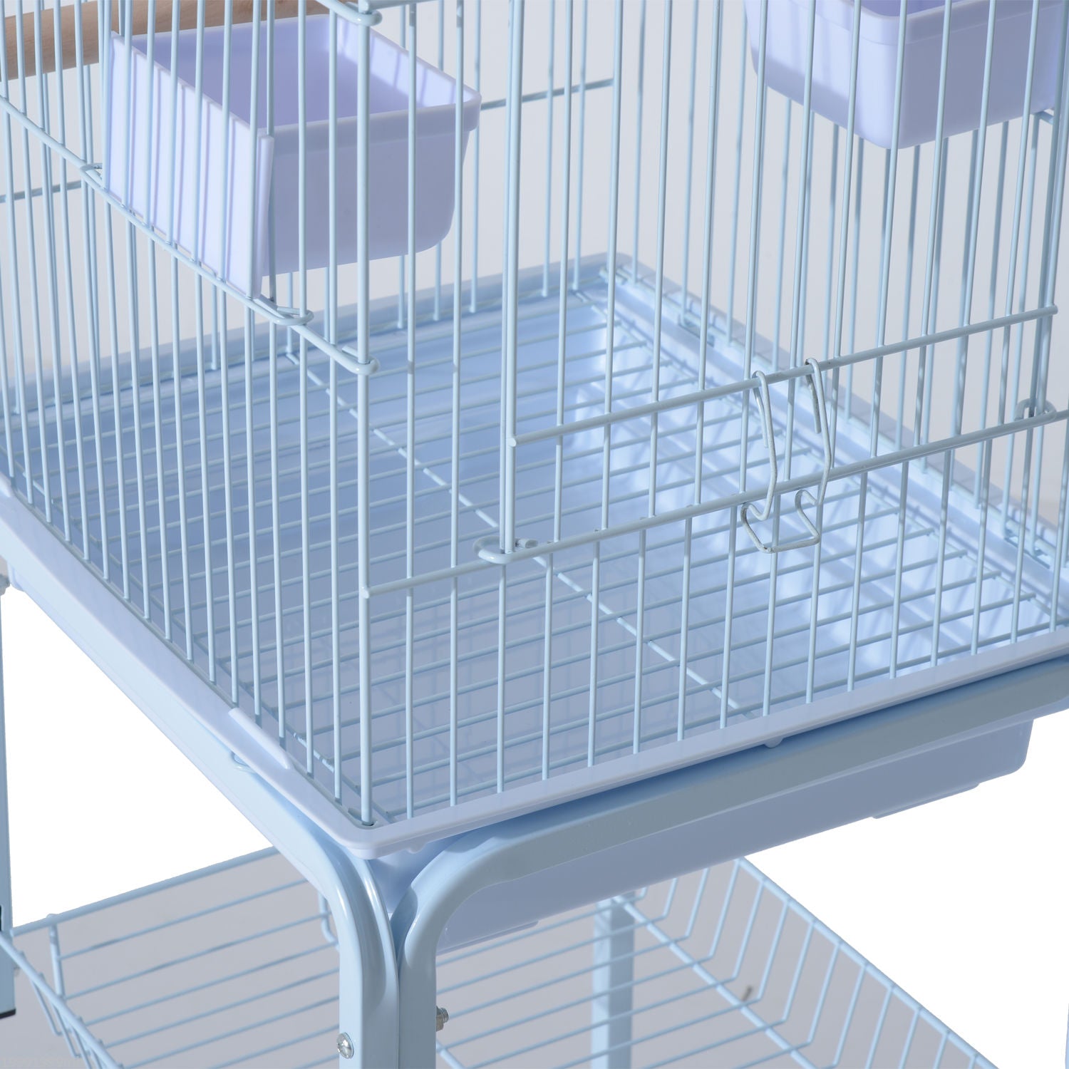 PawHut 44.5"H Metal Bird Cage Parrot Play Spot Stand w/ Wheel Storage Shelf Multi-doors Black