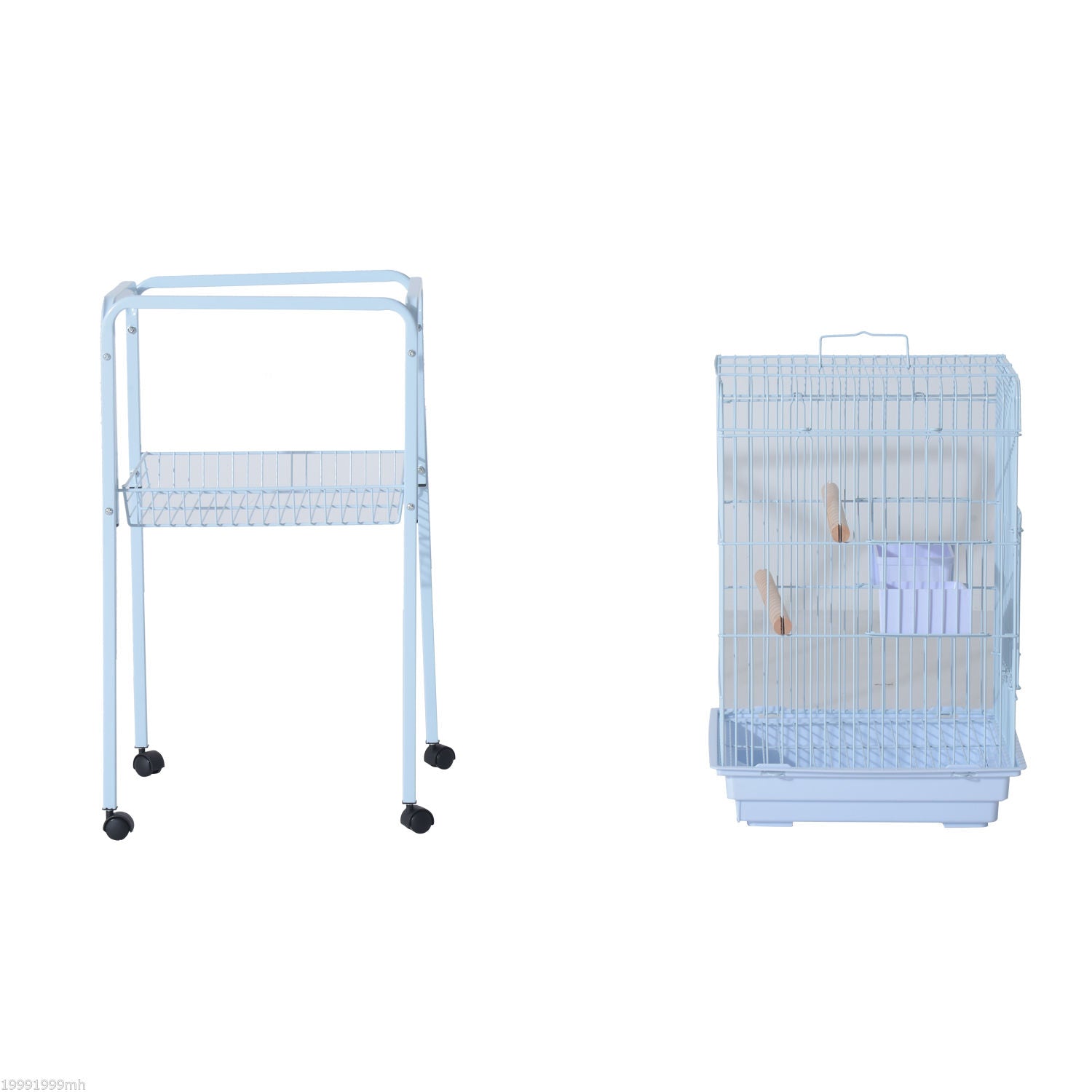 PawHut 44.5"H Metal Bird Cage Parrot Play Spot Stand w/ Wheel Storage Shelf Multi-doors Black