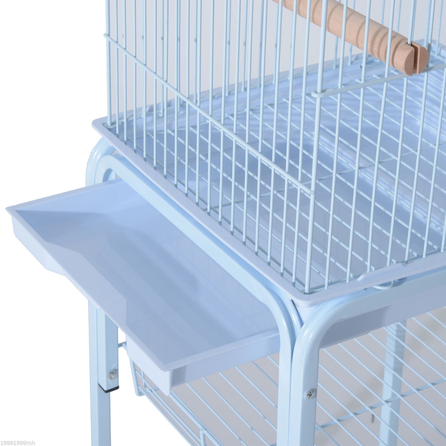 PawHut 44.5"H Metal Bird Cage Parrot Play Spot Stand w/ Wheel Storage Shelf Multi-doors Black