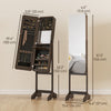 HOMCOM Freestanding Mirrored Jewelry Cabinet, LED Lighted Jewelry Armoire, Storage Organizer with Stand, Angle Adjustable, Brown