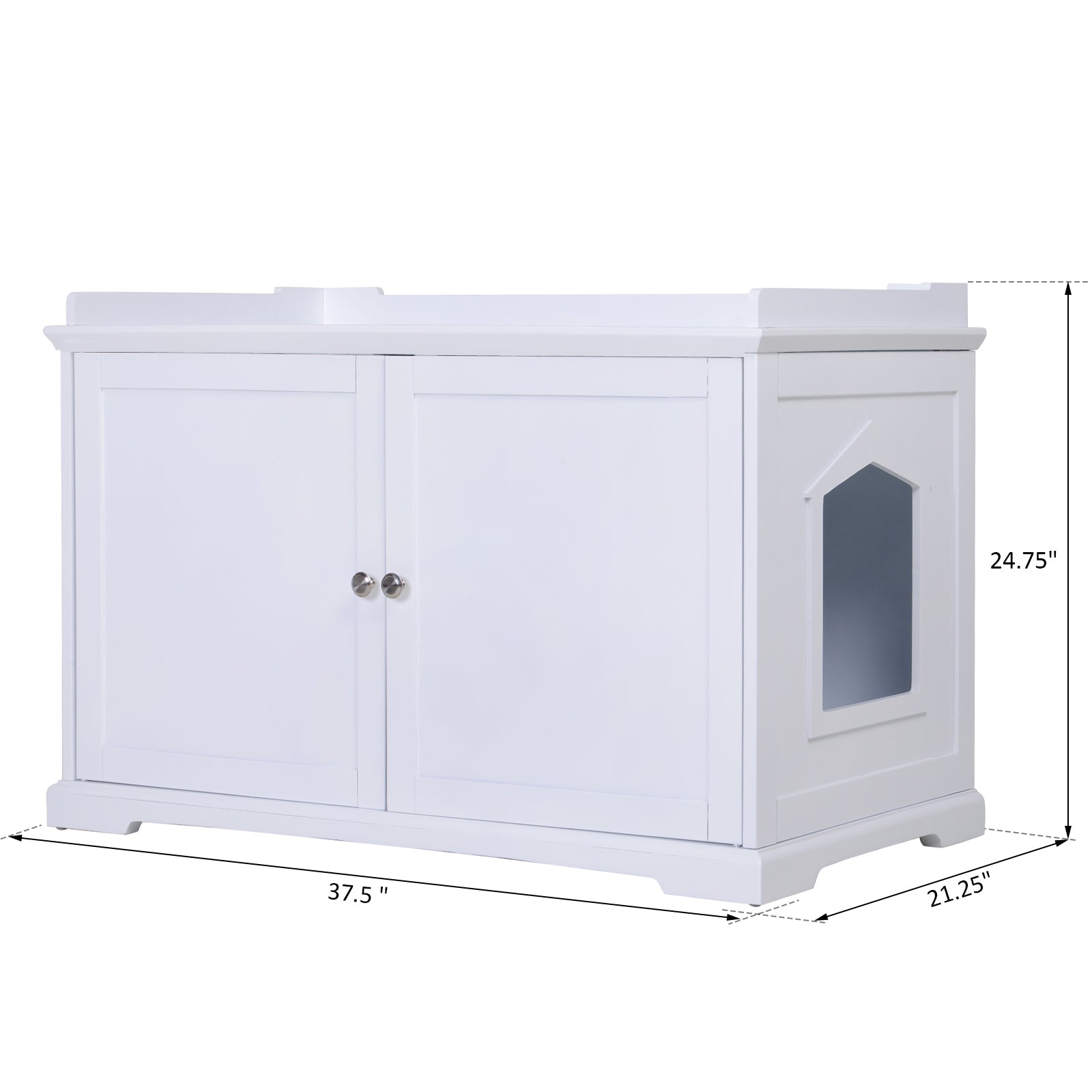 PawHut 2-in-1 Covered Cat Litter Box Washroom Storage Hideaway Cabinet Bench Home Decor, White