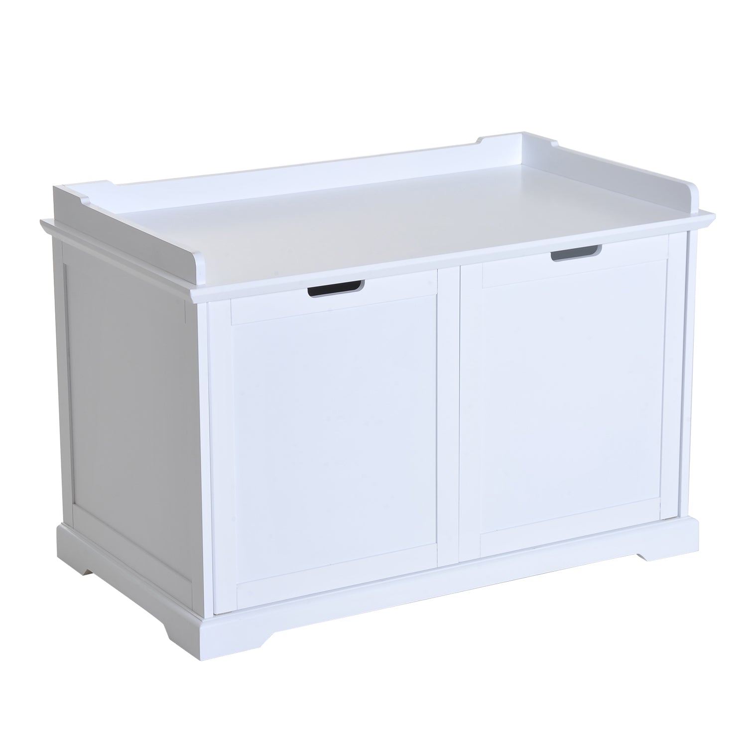 PawHut 2-in-1 Covered Cat Litter Box Washroom Storage Hideaway Cabinet Bench Home Decor, White