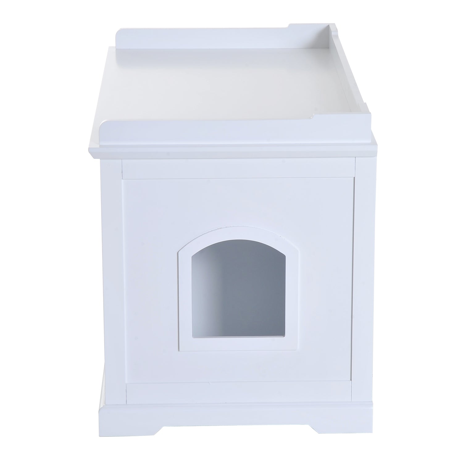 PawHut 2-in-1 Covered Cat Litter Box Washroom Storage Hideaway Cabinet Bench Home Decor, White