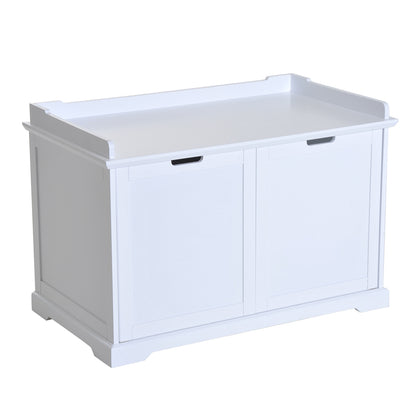 PawHut 2-in-1 Covered Cat Litter Box Washroom Storage Hideaway Cabinet Bench Home Decor, White