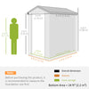 Outsunny 4.5' x 6' Garden Storage Shed, Outdoor Storage Patio Shed with Aluminum Frame, Galvanized Foundation Kit, Latched Door, Air Vents, Window for Backyard, Lawn, Light Grey