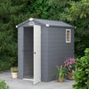 Outsunny 4.5' x 6' Garden Storage Shed, Outdoor Storage Patio Shed with Aluminum Frame, Galvanized Foundation Kit, Latched Door, Air Vents, Window for Backyard, Lawn, Light Grey