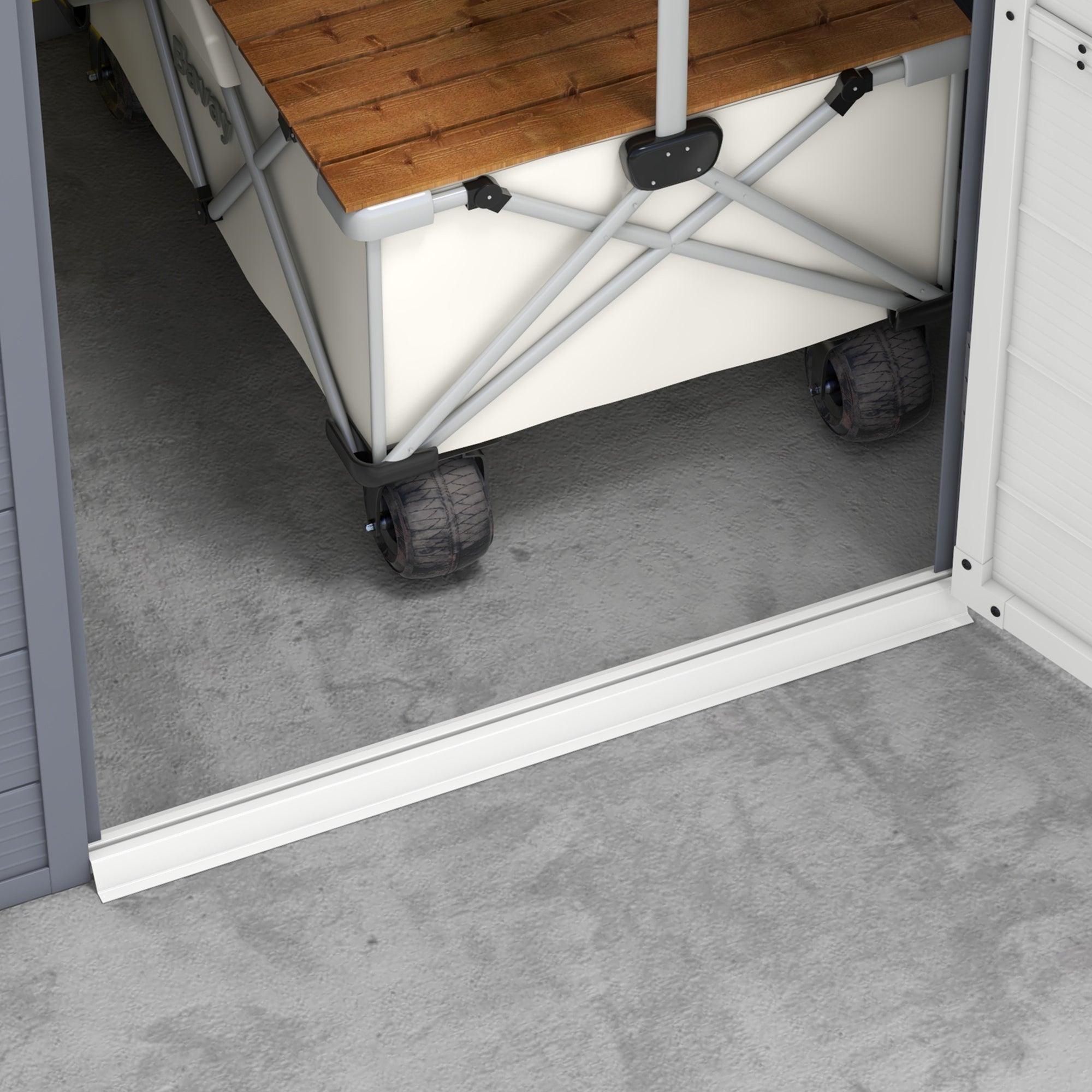 Outsunny 4.5' x 6' Garden Storage Shed, Outdoor Storage Patio Shed with Aluminum Frame, Galvanized Foundation Kit, Latched Door, Air Vents, Window for Backyard, Lawn, Light Grey