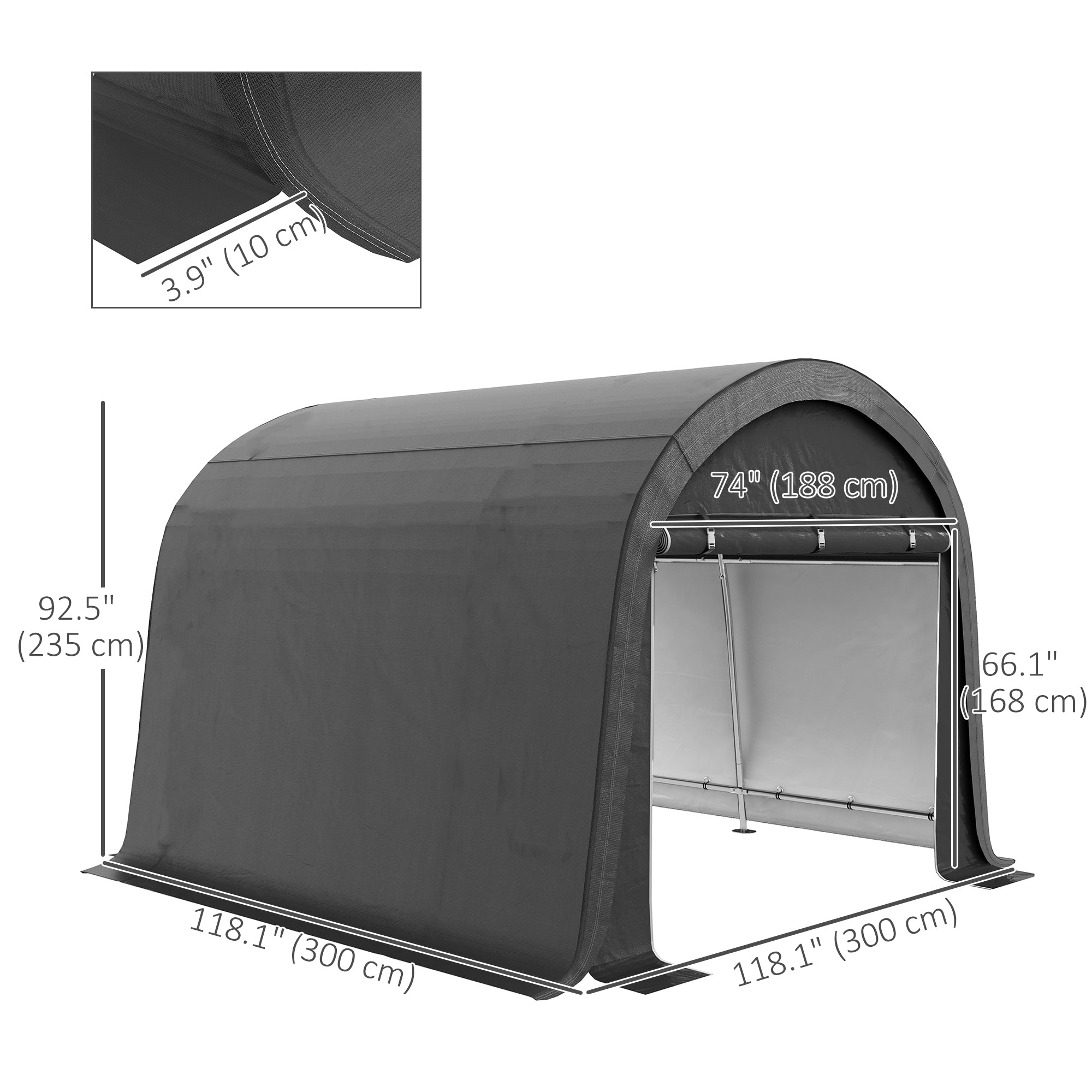 Outsunny 10' x 10' Garden Storage Tent, Heavy Duty Outdoor Shed, Waterproof Portable Shed Storage Shelter with Galvanized Steel Frame for Bike, Motorcycle, Garden Tools, Grey