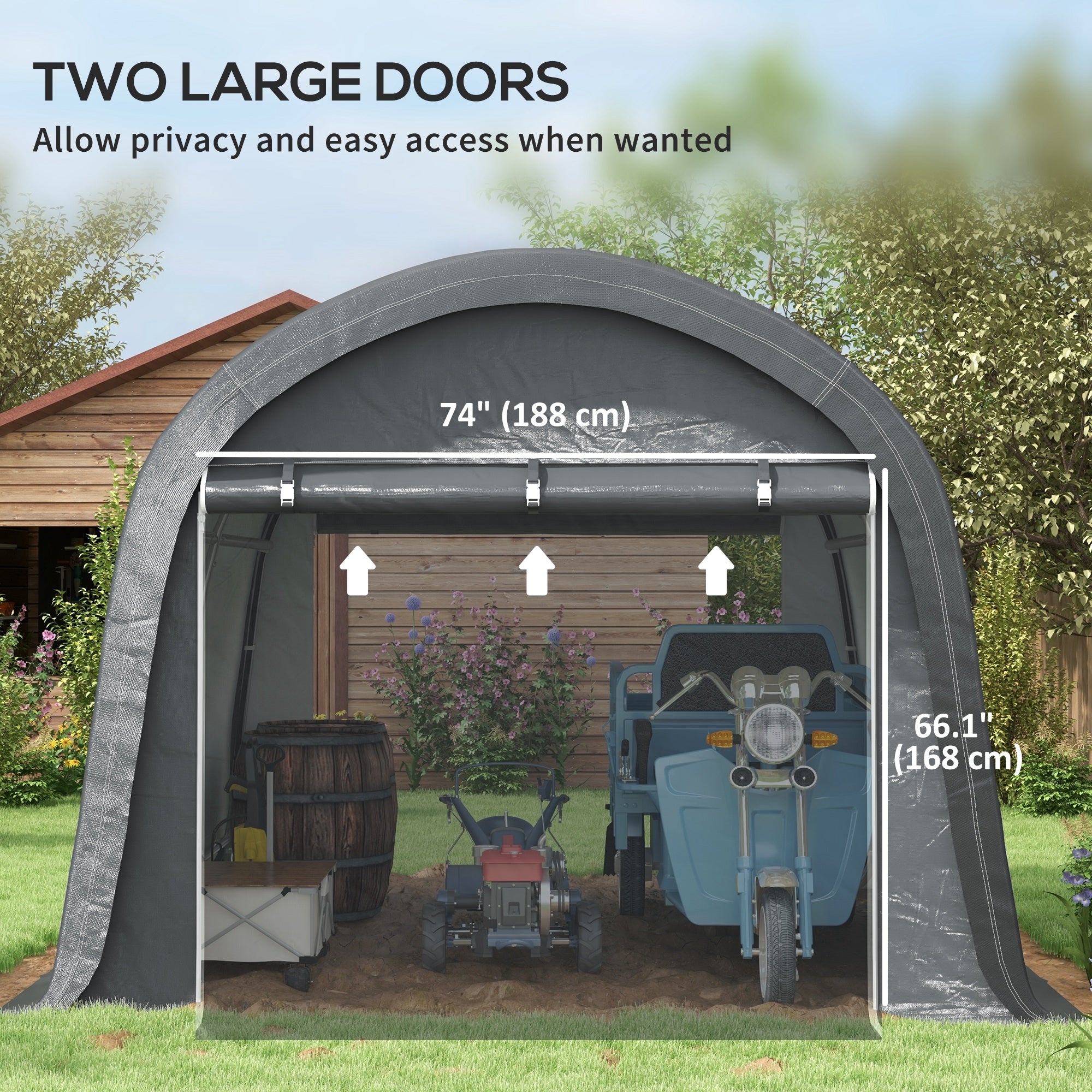 Outsunny 10' x 10' Garden Storage Tent, Heavy Duty Outdoor Shed, Waterproof Portable Shed Storage Shelter with Galvanized Steel Frame for Bike, Motorcycle, Garden Tools, Grey