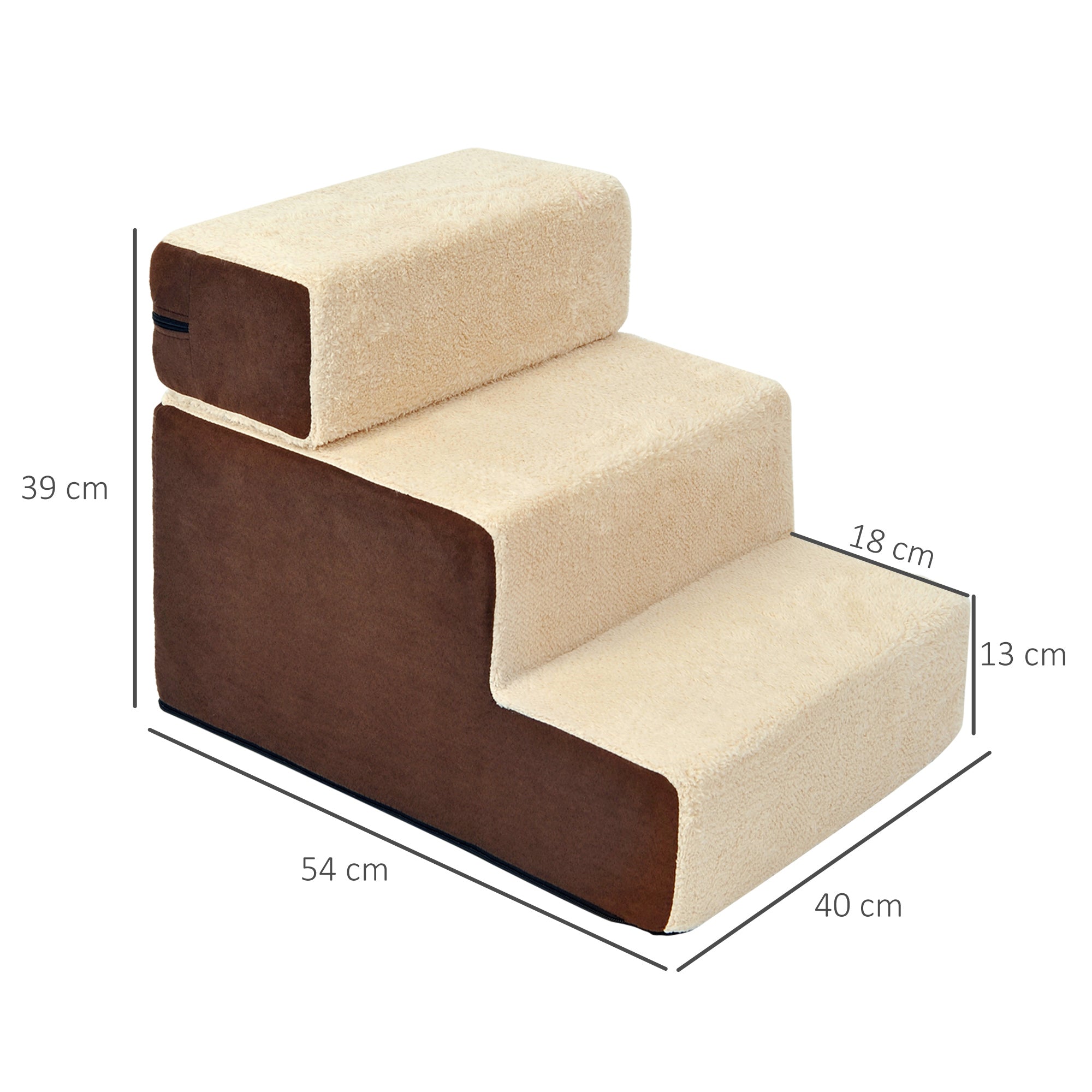 PawHut Deluxe Pet Stairs 3 Steps Dog Cat Soft Padded Covered Staircase