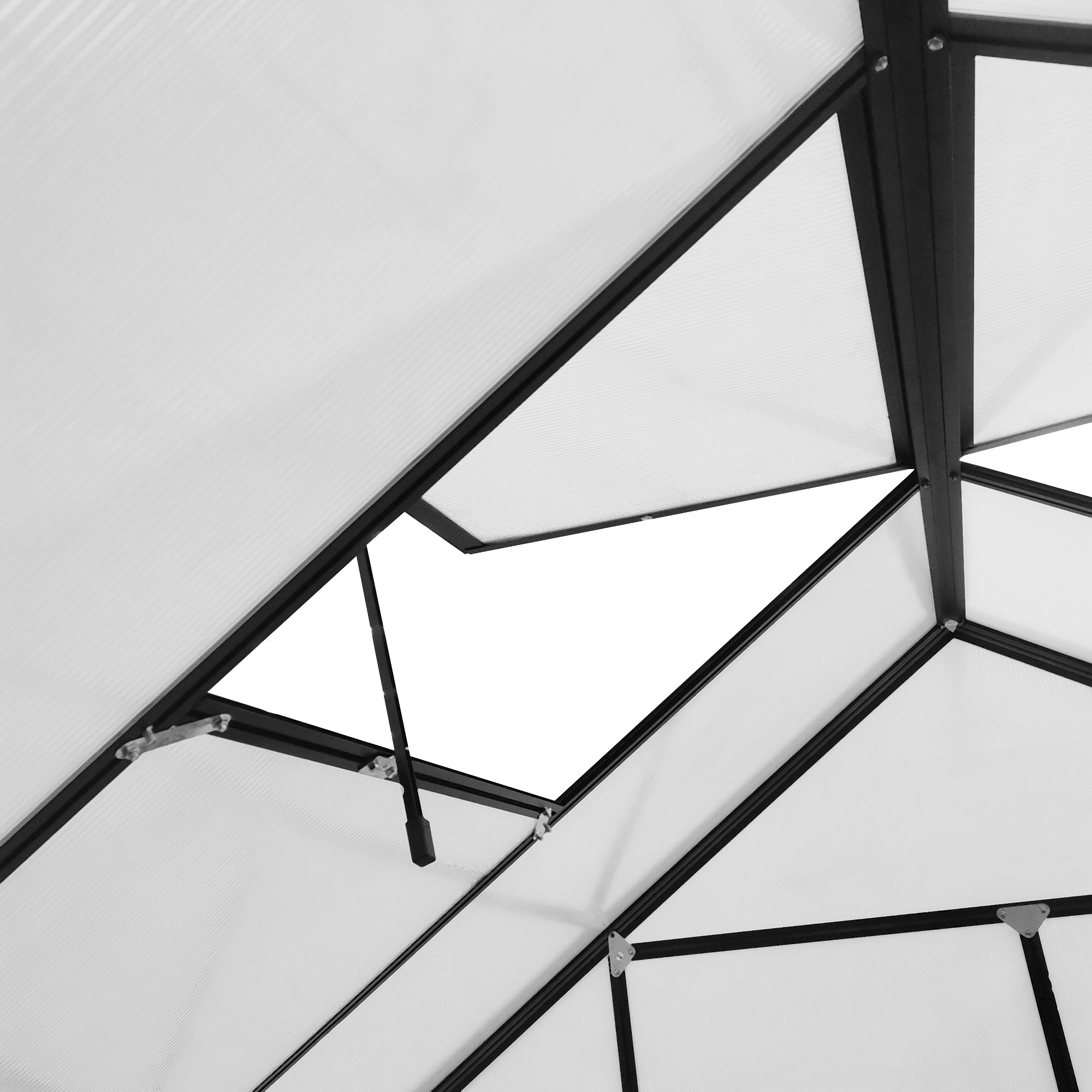 Outsunny 20' x 8' Aluminum Polycarbonate Greenhouse Walk-in Garden Greenhouse Kit with Adjustable Roof Vent, Rain Gutter and Sliding Door for Winter, Black