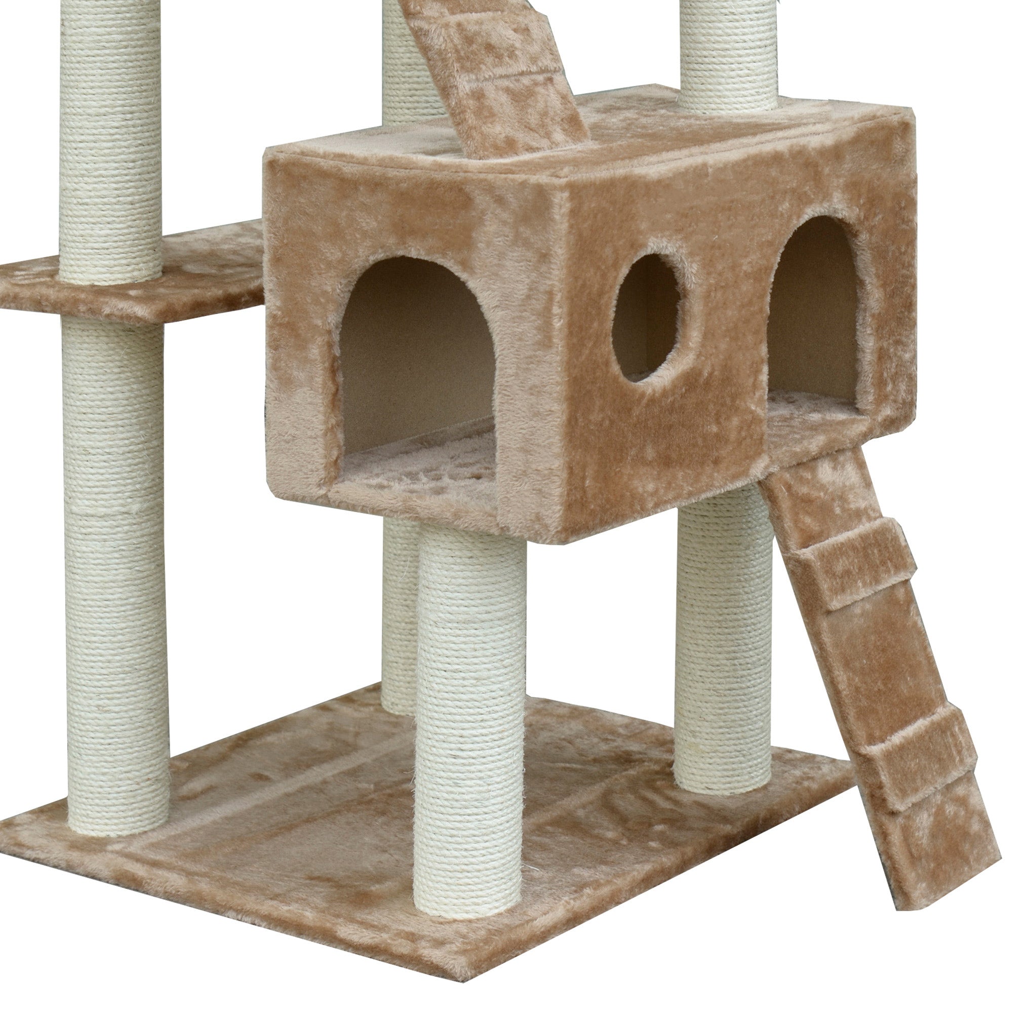 PawHut Cat Tree for Large Cats Adult, 70.5" Cat Tower, Multilevel Cat Furniture Activity Center with Cat Scratching Posts, Cat Condo, Ramps, Dangling Toys, Beige