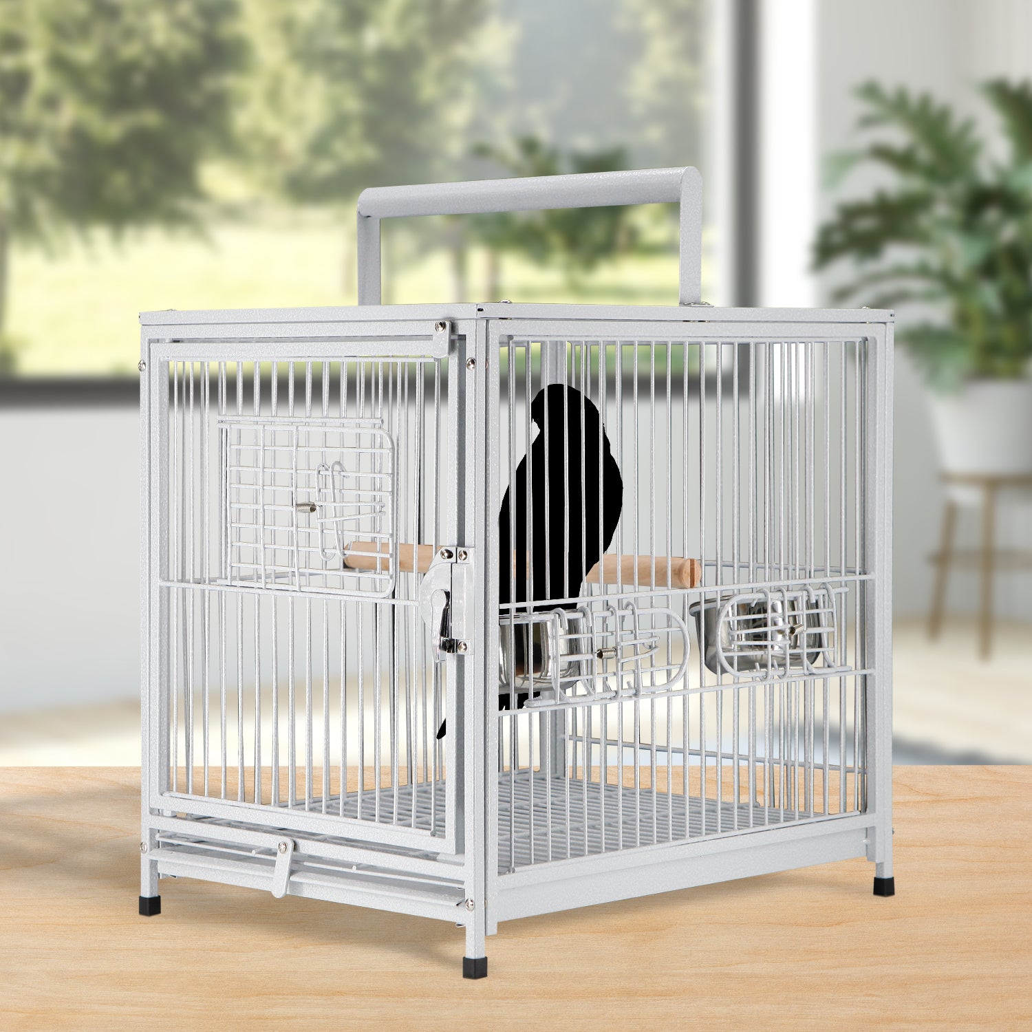 PawHut Heavy Duty Bird Cage Parrot Macaw Cage 18 "L x 14" W x 18" H Elevated Aviary House with Feeding Bowls