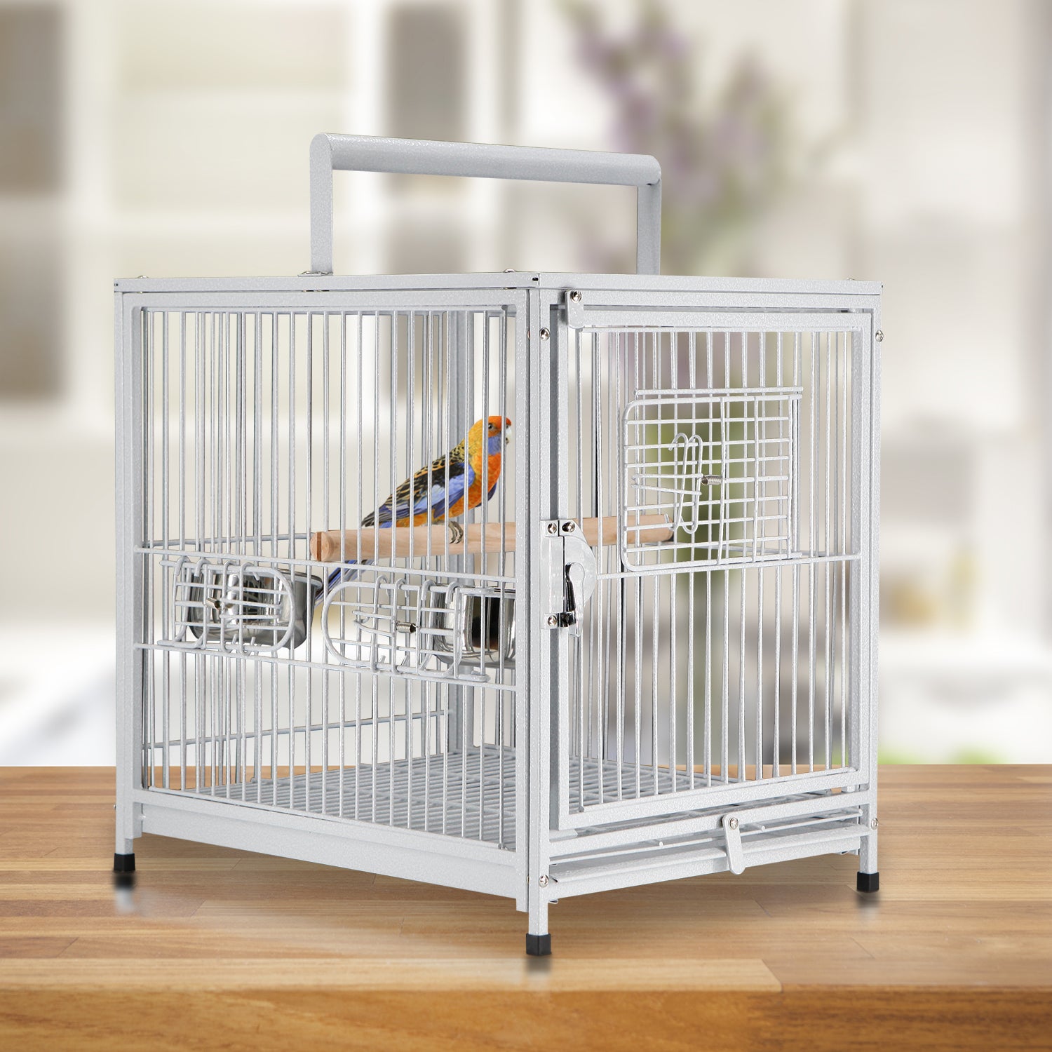 PawHut Heavy Duty Bird Cage Parrot Macaw Cage 18 "L x 14" W x 18" H Elevated Aviary House with Feeding Bowls