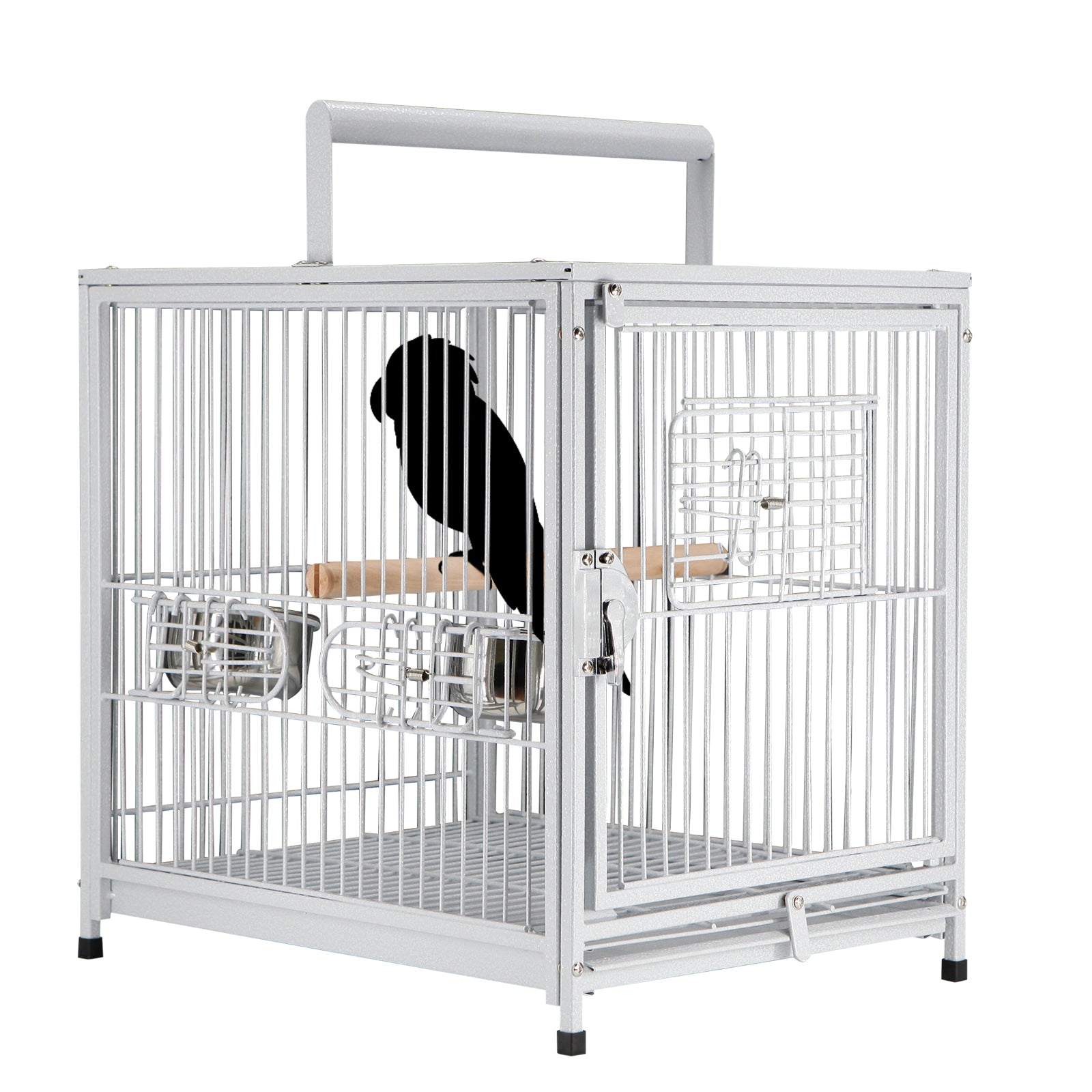 PawHut Heavy Duty Bird Cage Parrot Macaw Cage 18 "L x 14" W x 18" H Elevated Aviary House with Feeding Bowls