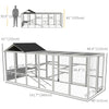 PawHut Outdoor Wooden Chicken Coop with Run, Ramps, Perches, Storage, Backyard Hen House with Combinable Design for 6 - 10 Chickens, 142" x 48" x 61", Grey
