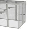 PawHut Outdoor Wooden Chicken Coop with Run, Ramps, Perches, Storage, Backyard Hen House with Combinable Design for 6 - 10 Chickens, 142" x 48" x 61", Grey
