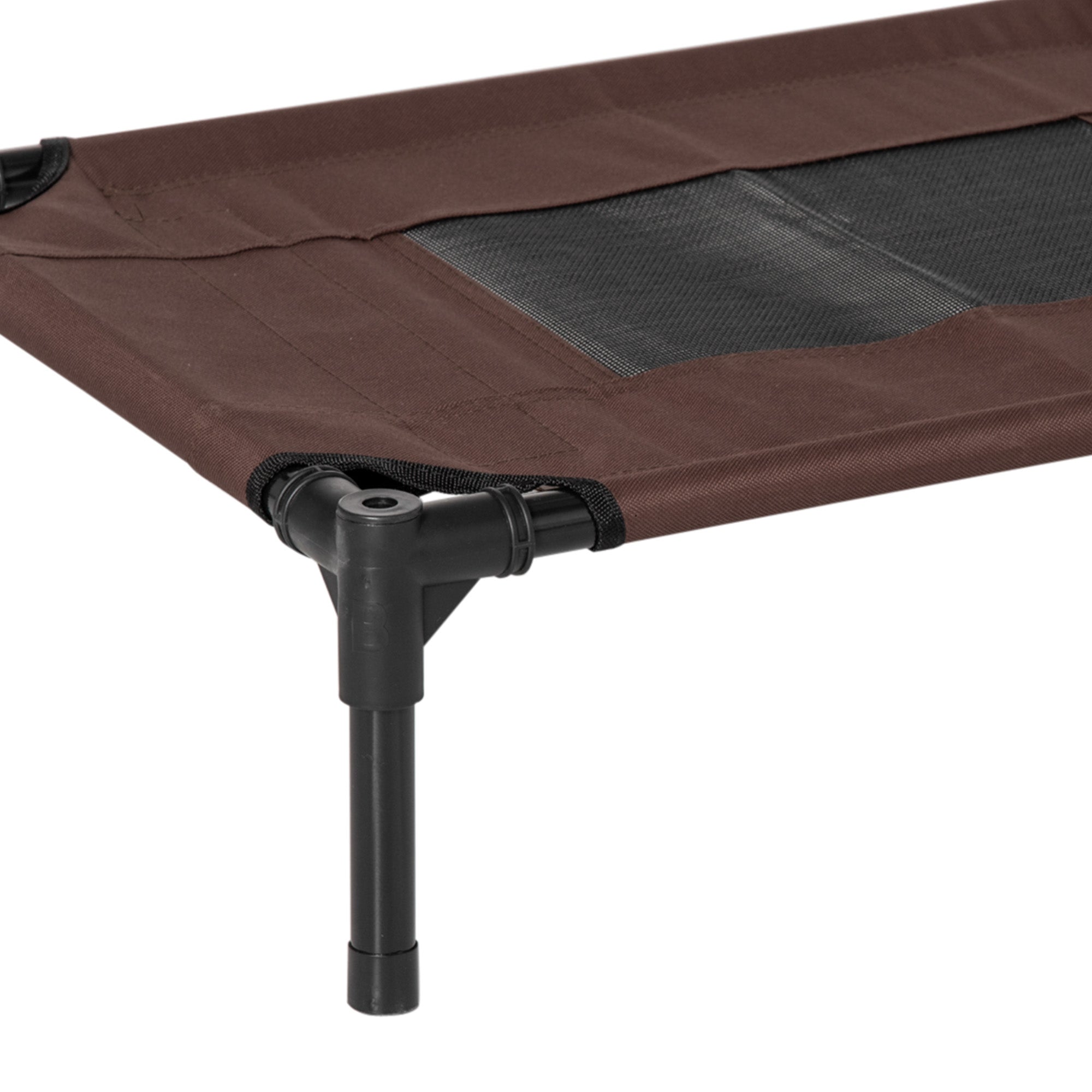 PawHut Raised Dog Bed Waterproof Elevated Pet Cot with Breathable Mesh UV Protection Canopy Coffee, for Small Dogs, 61 x 46 x 62cm