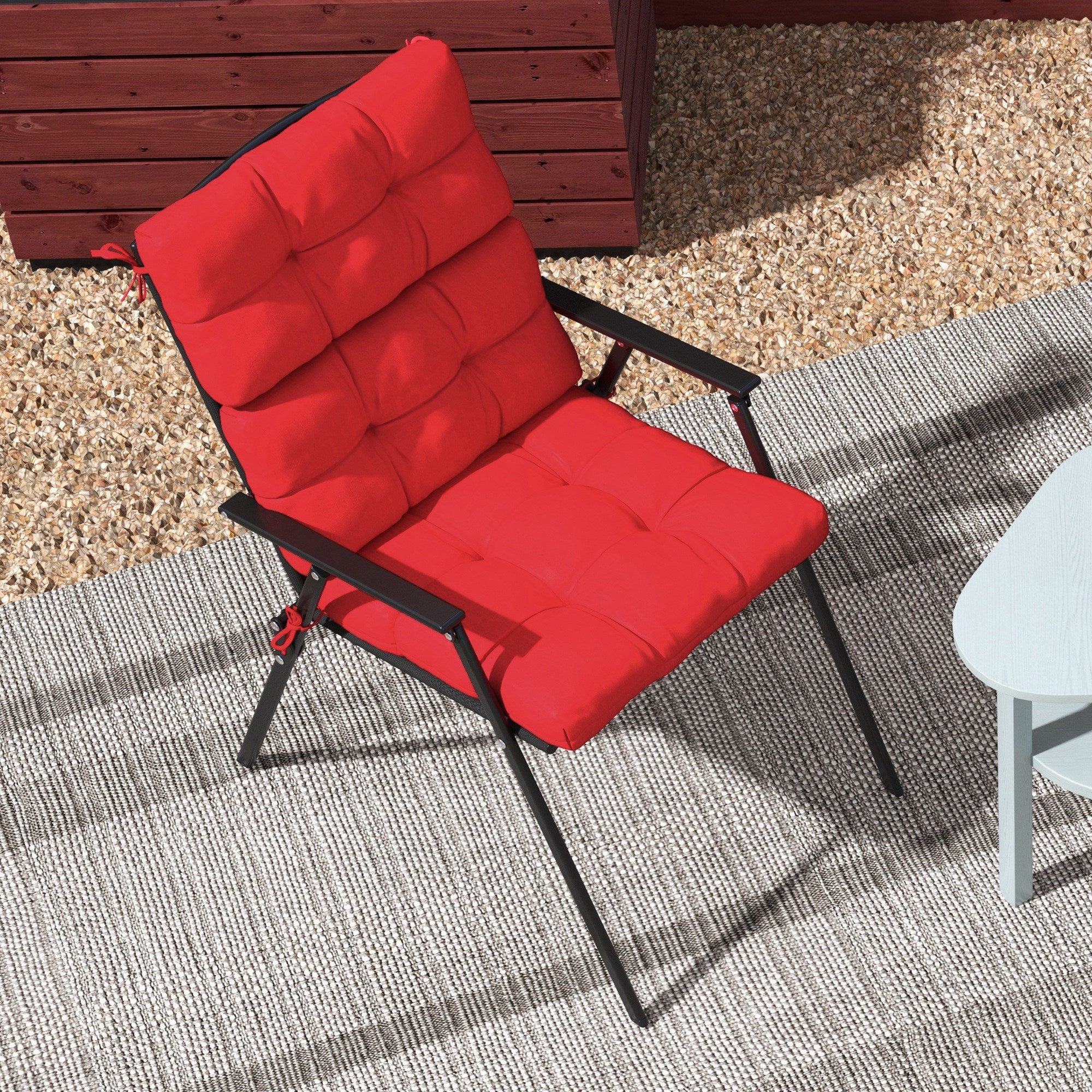 Outsunny 2-Piece Patio Chair Cushions Pillows, Seat Replacement Patio Cushions Set with Ties, Backrest Button Tufted for Indoor Outdoor Garden Furniture, Red