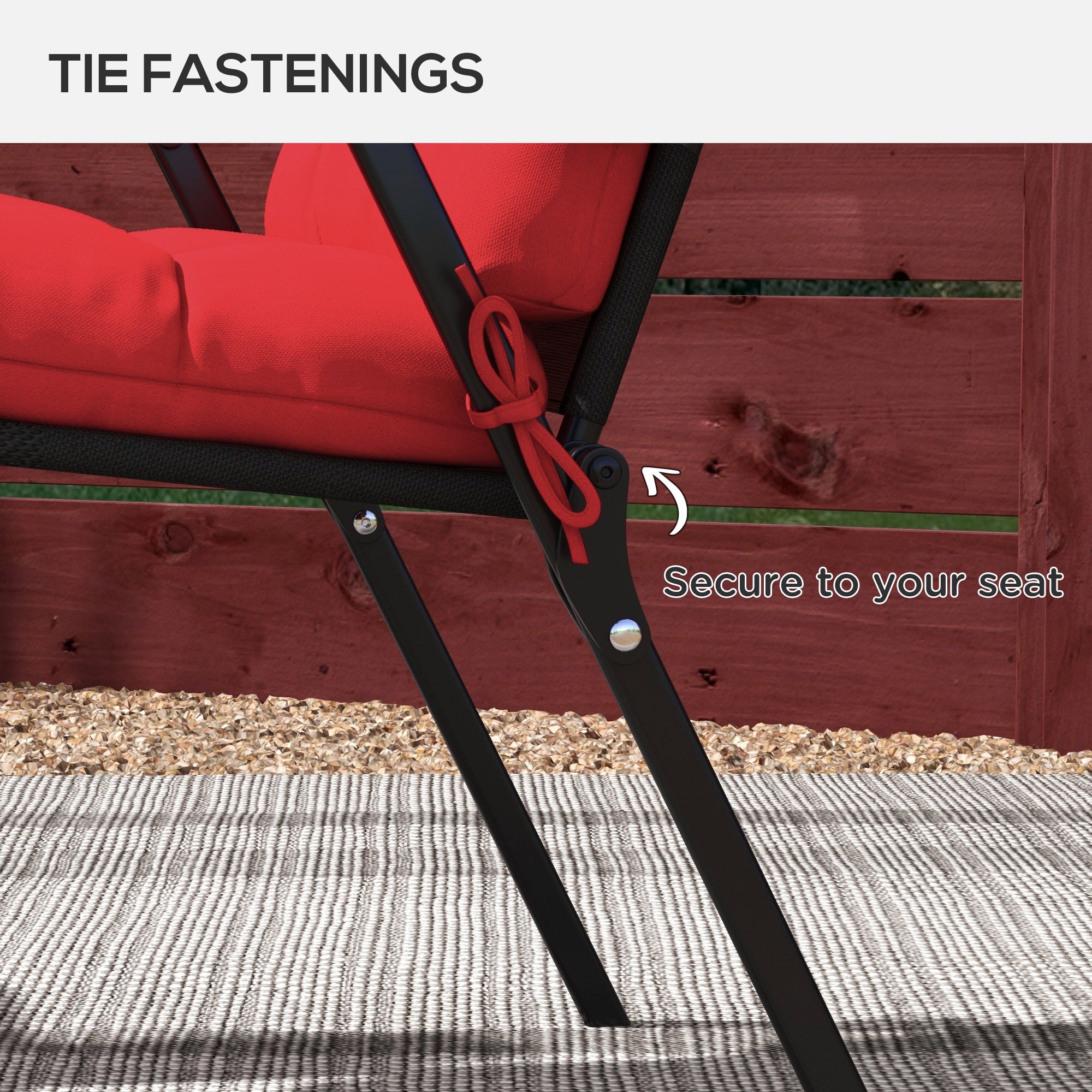 Outsunny 2-Piece Patio Chair Cushions Pillows, Seat Replacement Patio Cushions Set with Ties, Backrest Button Tufted for Indoor Outdoor Garden Furniture, Red