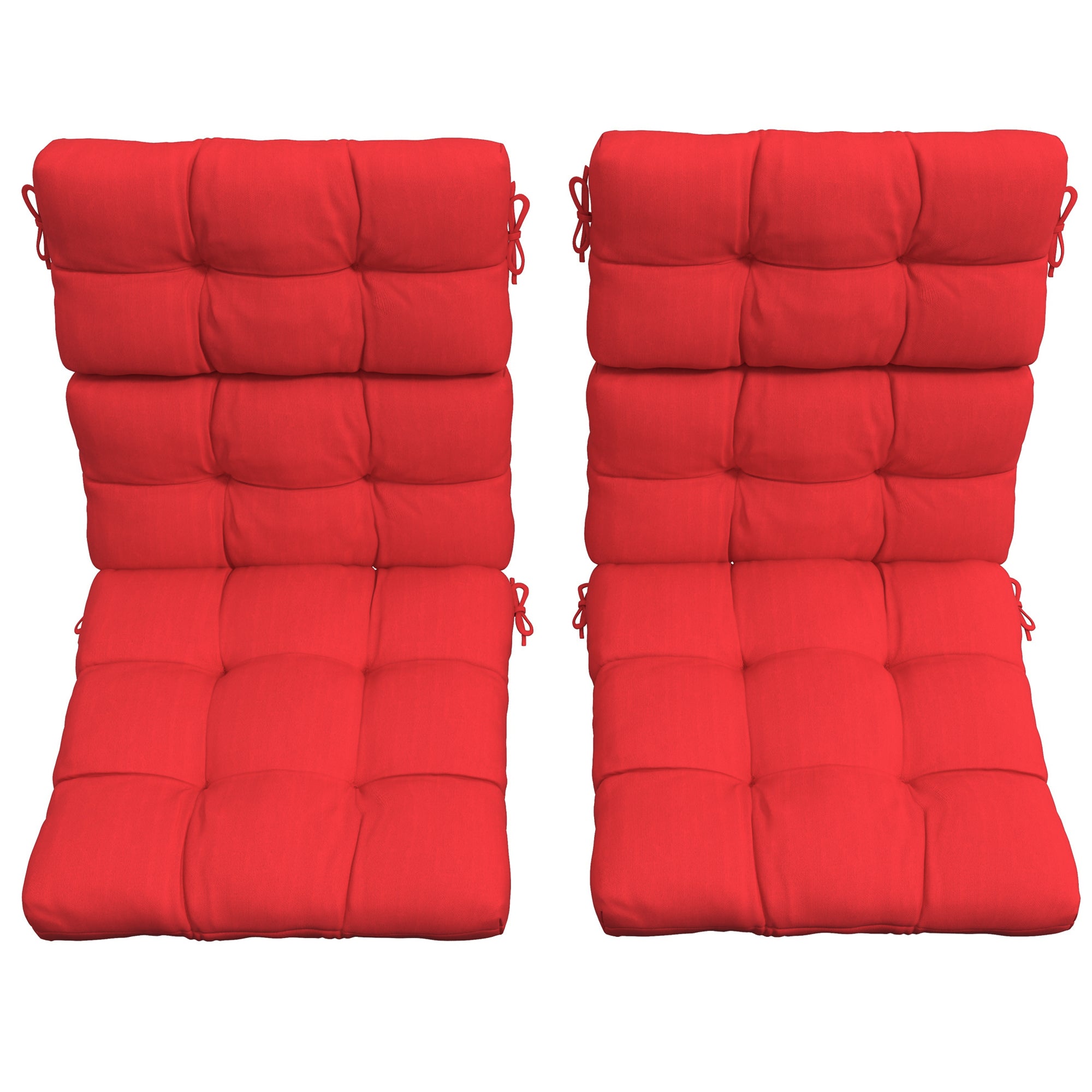 Outsunny 2-Piece Patio Chair Cushions Pillows, Seat Replacement Patio Cushions Set with Ties, Backrest Button Tufted for Indoor Outdoor Garden Furniture, Red