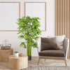 HOMCOM 5.3FT Artificial Bamboo Tree in Pot, Indoor Fake Plants for Home Office Living Room Decor, Green