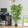 HOMCOM 5.3FT Artificial Bamboo Tree in Pot, Indoor Fake Plants for Home Office Living Room Decor, Green