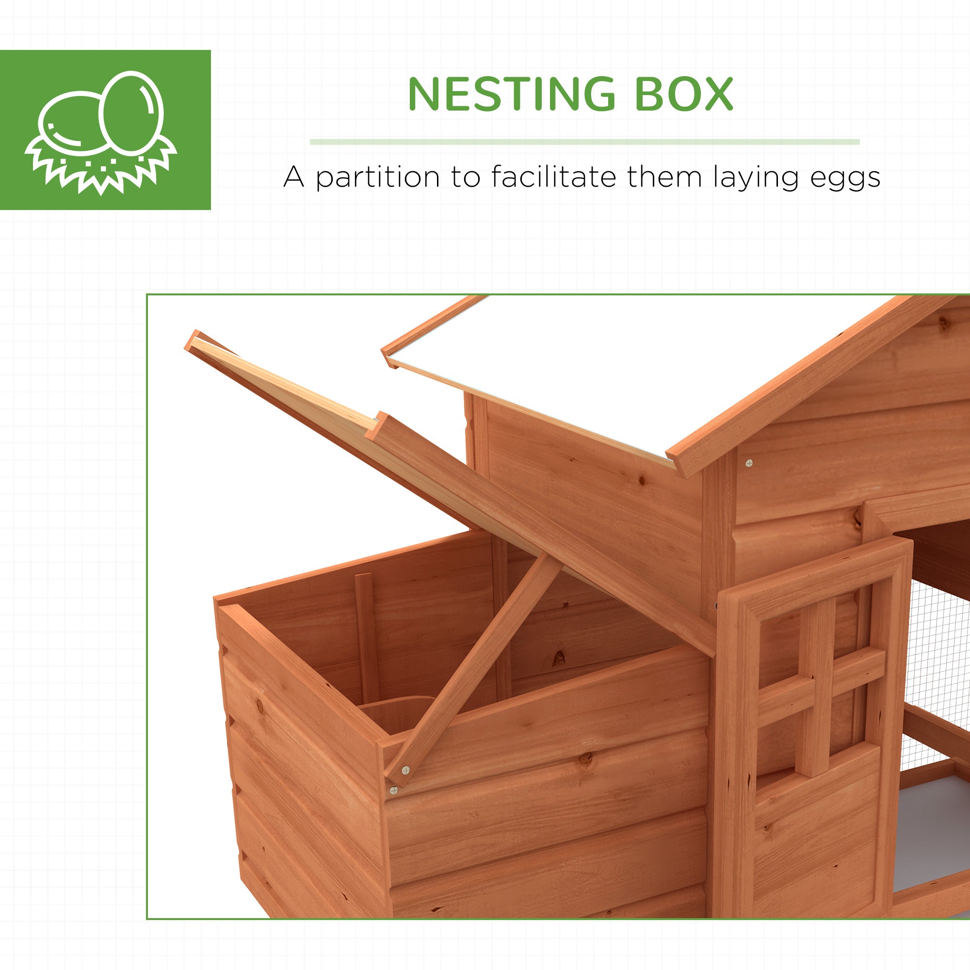 PawHut Chicken Coop with Run Outdoor, Wooden Hen House, Poultry Coop with Nesting Box, Slide-out Tray, Ramp, Perches, Asphalt Roof, 179 x 67 x 115cm