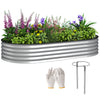 Outsunny Raised Garden Bed, 6' x 3' x 1' Large Outdoor Galvanized Planter Box with Plant Support Stake, Rubber Strap Edging and Open Bottom for Backyard, Garden, Patio, Silver