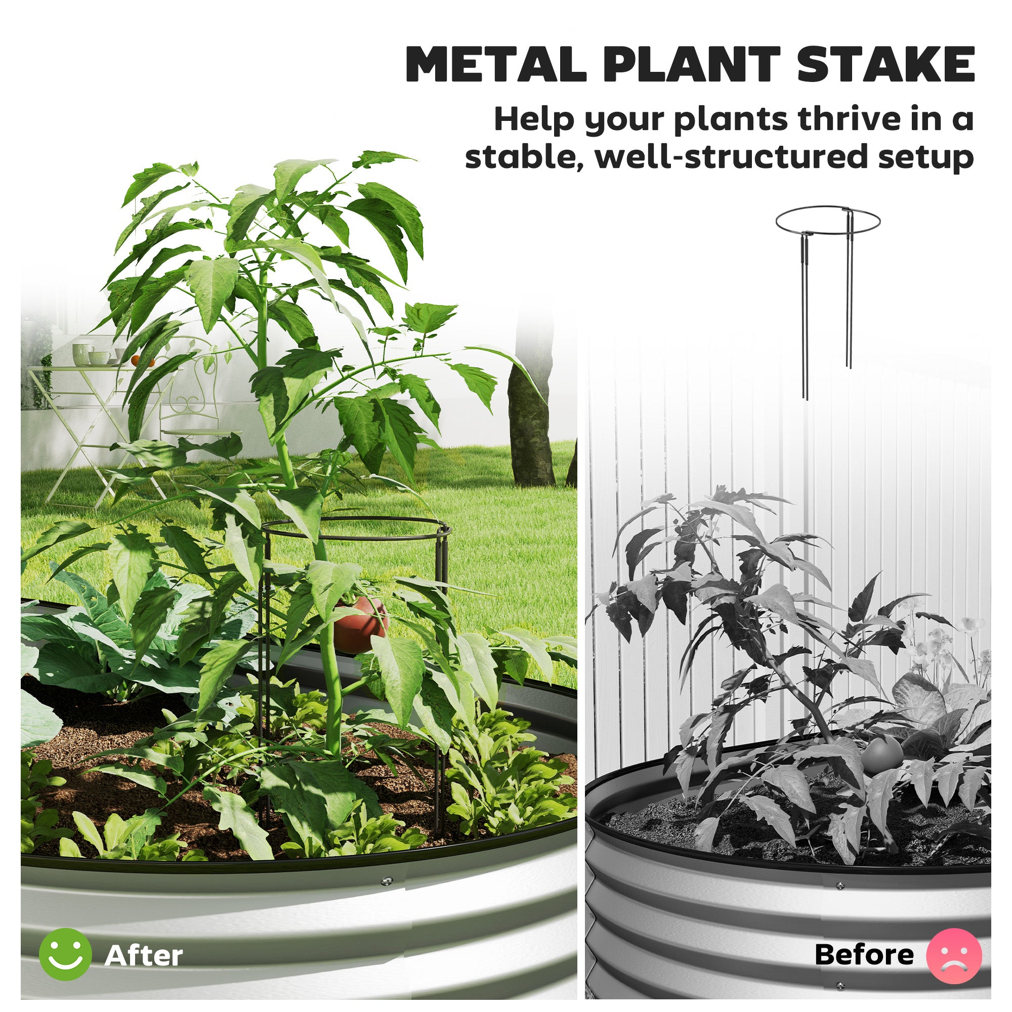 Outsunny Raised Garden Bed, 6' x 3' x 1' Large Outdoor Galvanized Planter Box with Plant Support Stake, Rubber Strap Edging and Open Bottom for Backyard, Garden, Patio, Silver