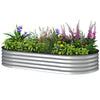 Outsunny Raised Garden Bed, 6' x 3' x 1' Large Outdoor Galvanized Planter Box with Plant Support Stake, Rubber Strap Edging and Open Bottom for Backyard, Garden, Patio, Silver