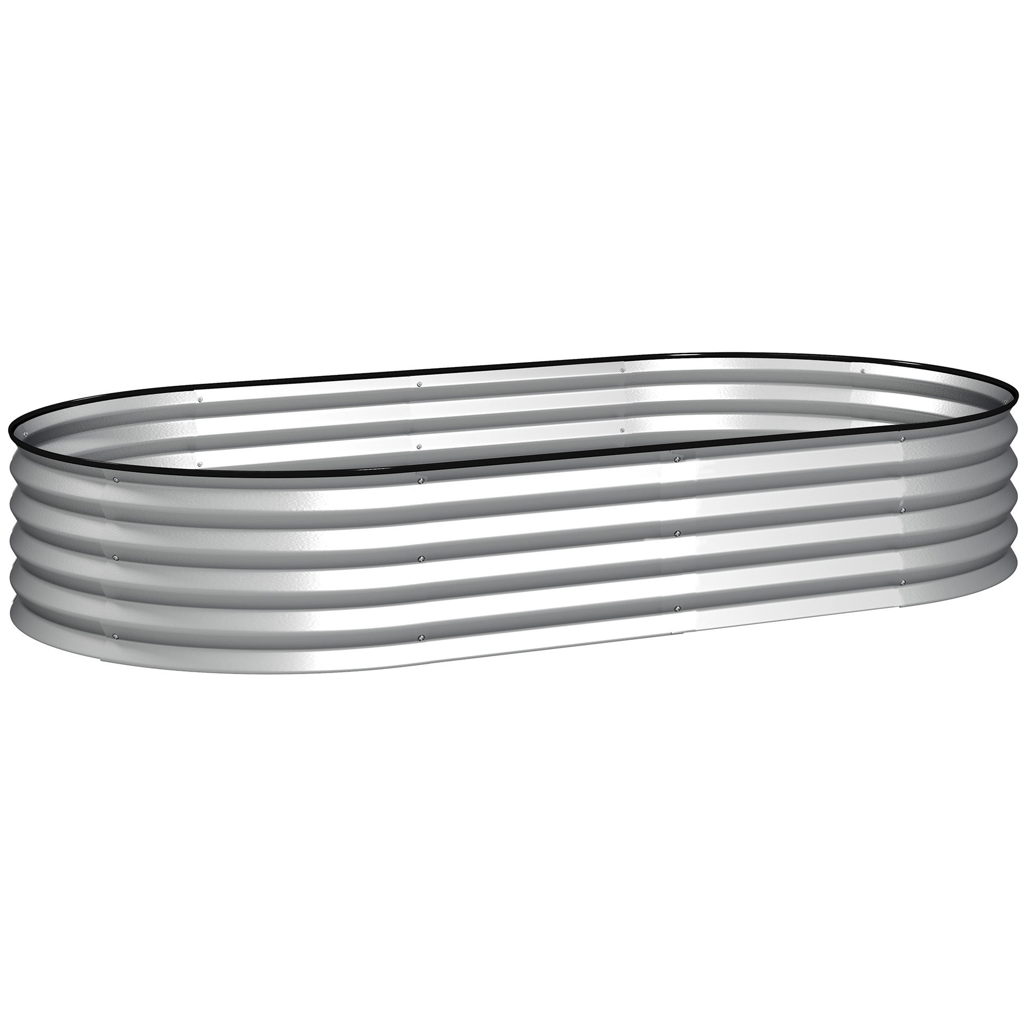 Outsunny Raised Garden Bed, 6' x 3' x 1' Large Outdoor Galvanized Planter Box with Plant Support Stake, Rubber Strap Edging and Open Bottom for Backyard, Garden, Patio, Silver