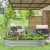 Outsunny Raised Garden Bed, 6' x 3' x 1' Large Outdoor Galvanized Planter Box with Plant Support Stake, Rubber Strap Edging and Open Bottom for Backyard, Garden, Patio, Silver