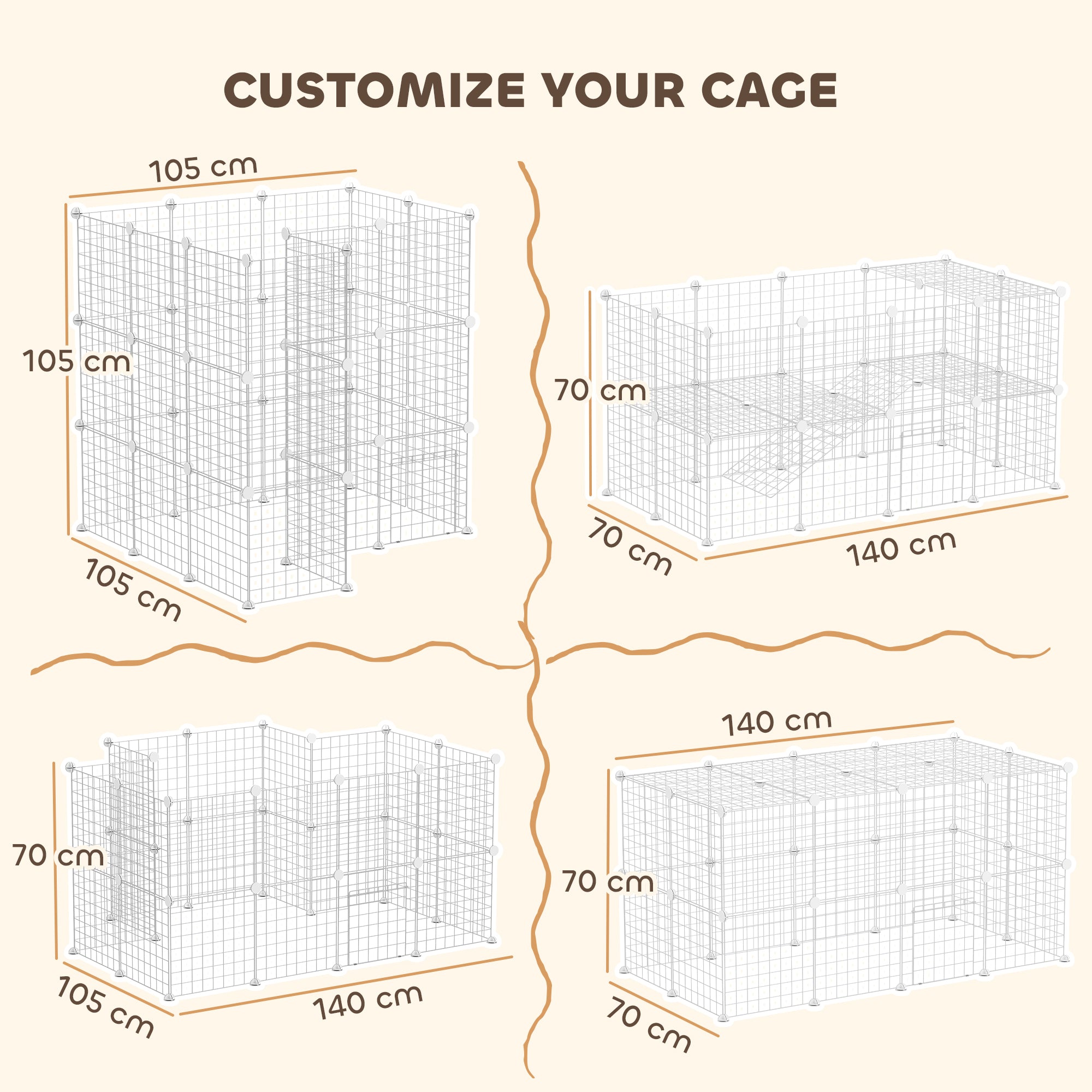 PawHut DIY Pet Playpen Metal Wire Fence Indoor Outdoor Rabbit Small Animals Cage 36 Panel Enclosure White