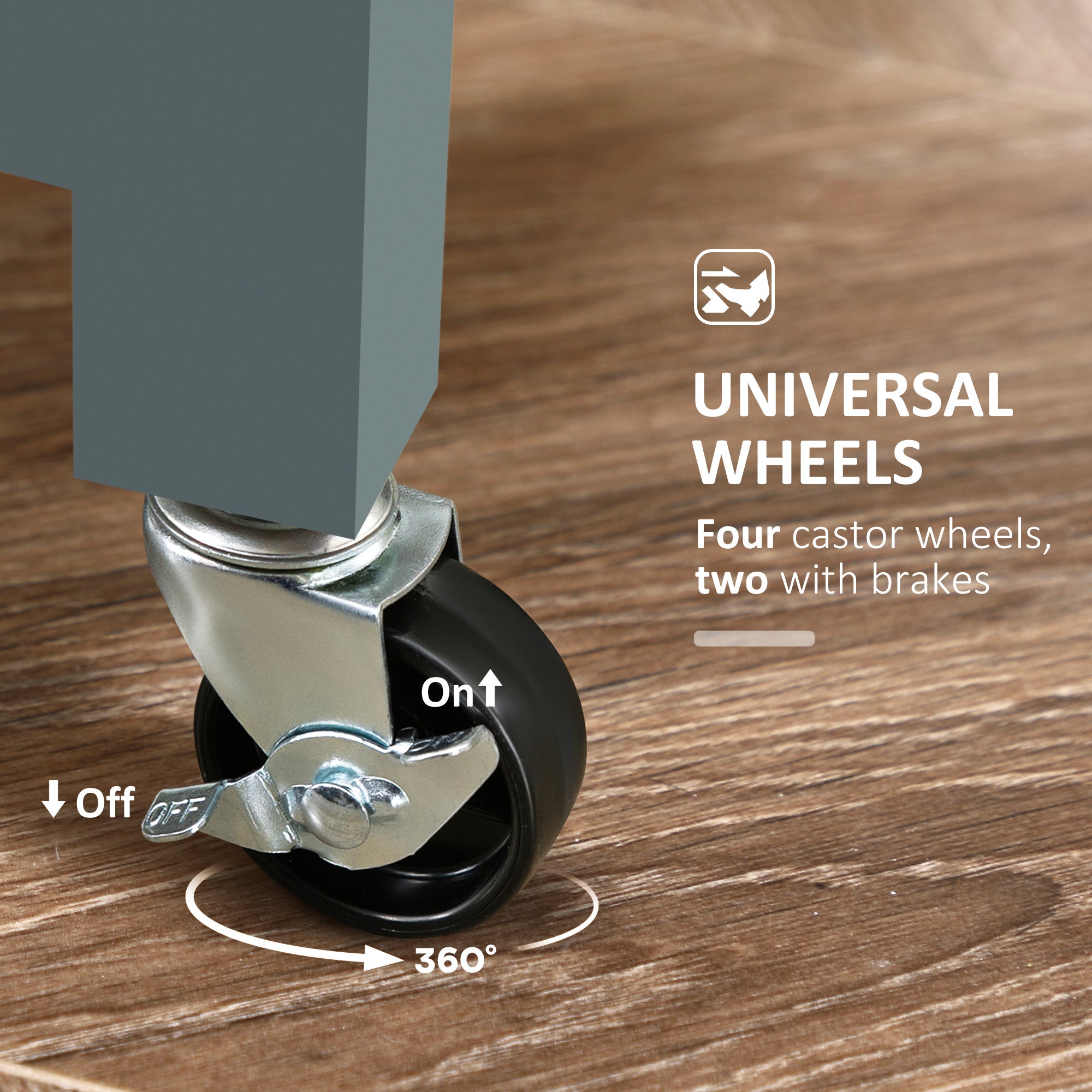 HOMCOM Rolling Kitchen Island Cart, Bar Serving Cart, Compact Trolley on Wheels with Wood Top, Shelves and Drawers, Grey