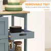 HOMCOM Rolling Kitchen Island Cart, Bar Serving Cart, Compact Trolley on Wheels with Wood Top, Shelves and Drawers, Grey
