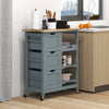 HOMCOM Rolling Kitchen Island Cart, Bar Serving Cart, Compact Trolley on Wheels with Wood Top, Shelves and Drawers, Grey