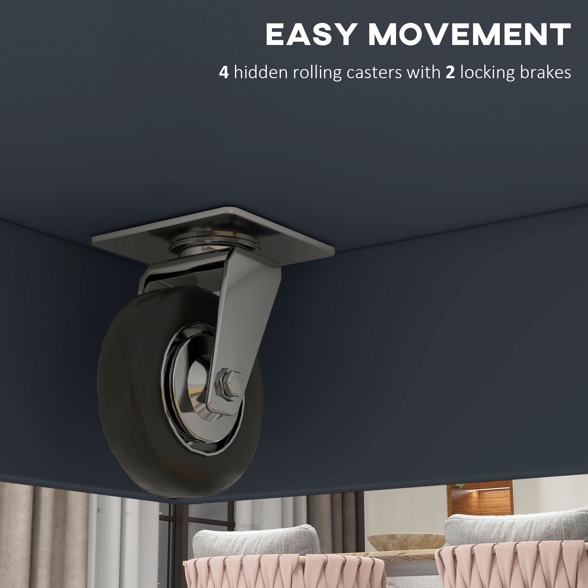 HOMCOM Rolling Kitchen Island with Drop Leaf Wood Breakfast Bar, Farmhouse Kitchen Cart with 2 Drawers, Adjustable Shelves for Dining Room (Dark Grey)