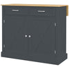 HOMCOM Rolling Kitchen Island with Drop Leaf Wood Breakfast Bar, Farmhouse Kitchen Cart with 2 Drawers, Adjustable Shelves for Dining Room (Dark Grey)