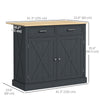 HOMCOM Rolling Kitchen Island with Drop Leaf Wood Breakfast Bar, Farmhouse Kitchen Cart with 2 Drawers, Adjustable Shelves for Dining Room (Dark Grey)
