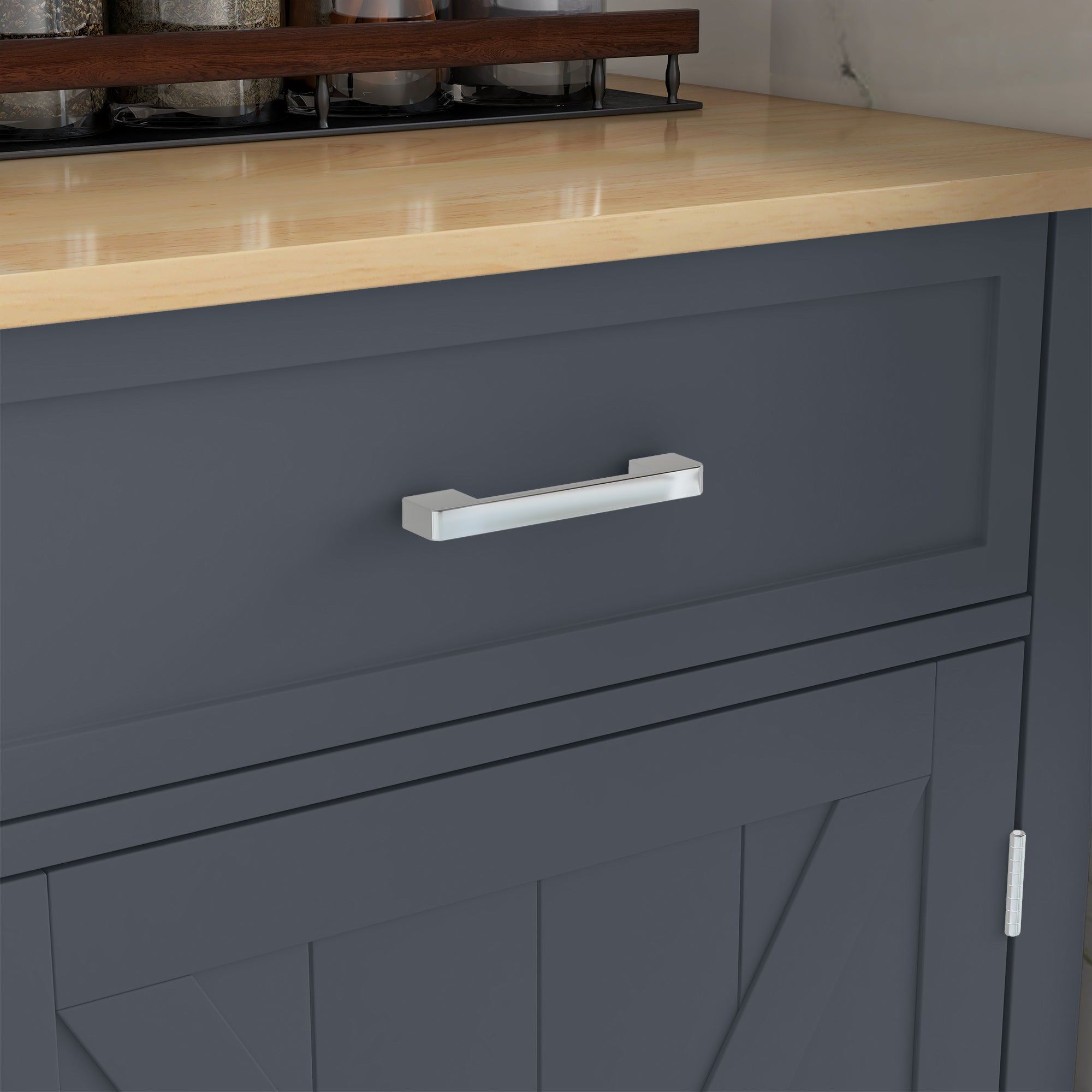 HOMCOM Rolling Kitchen Island with Drop Leaf Wood Breakfast Bar, Farmhouse Kitchen Cart with 2 Drawers, Adjustable Shelves for Dining Room (Dark Grey)
