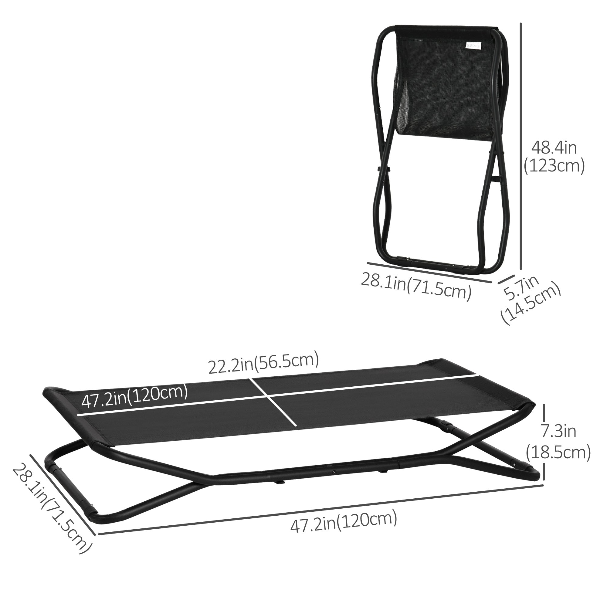 PawHut 47.5" Elevated Foldable Cool Dog Bed for Medium Dog, Indoor Outdoor Raised Pet Cot with Breathable Mesh, Black